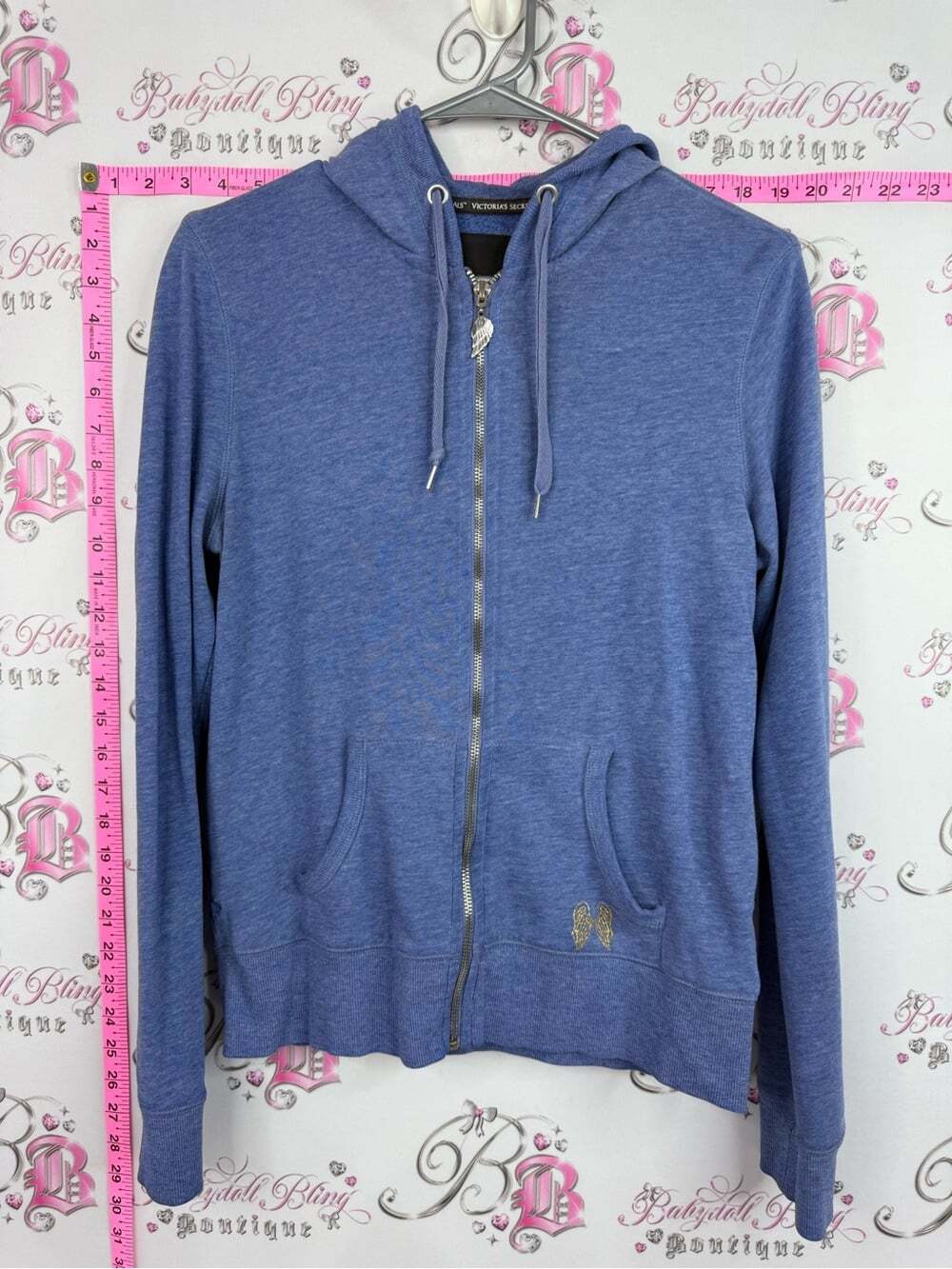 Victoria's Secret super model essentials I’m no angel sequin Blue Zip-Up Hoodie